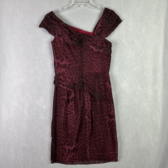 Tadashi Shoji Silk Dress Cocktail Party Wedding Festive Leopard Print Mob Wife - Picture 2 of 11